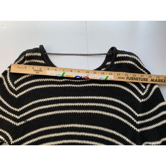 VOLCOM Womens Medium Sweater Dress Striped Knit Black White Long Sleeve Stretch - Picture 11 of 11